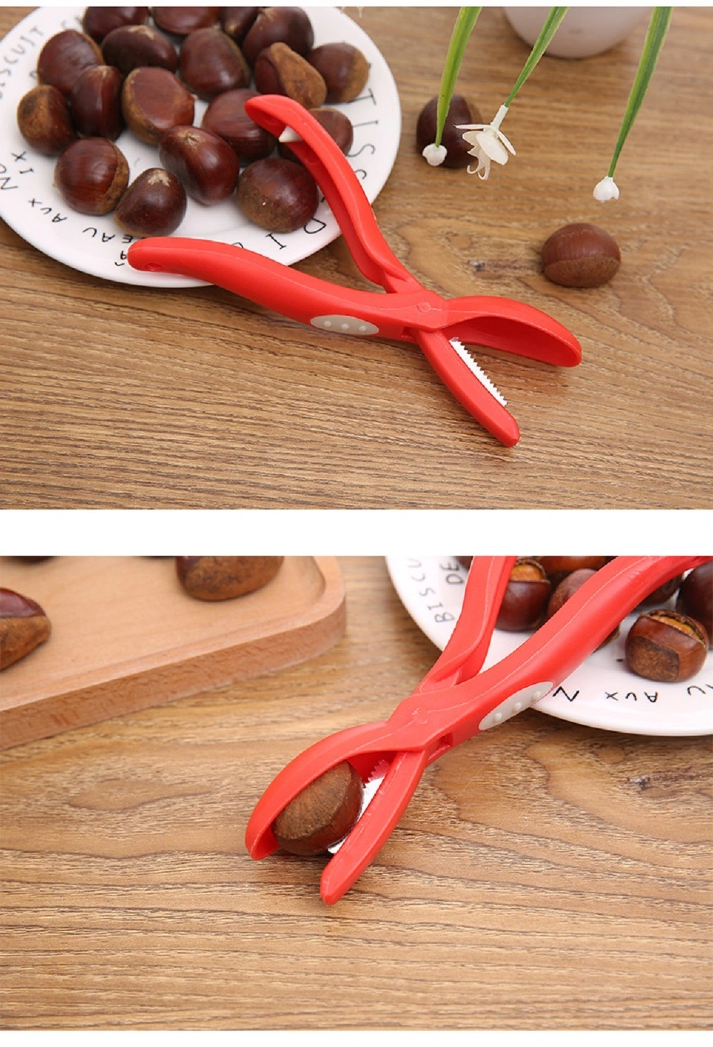 Red Cutter Scissors T Sheller Cracker for Chestnut Shell Nut Skins Cracks Bl18348