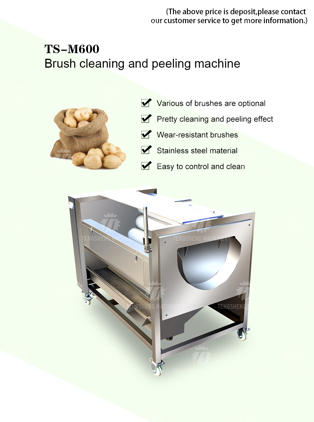 Vegetable and Fruit Cleaning and Peeling Machine Industrial Food Cleaning Machinery Stainless Steel Material