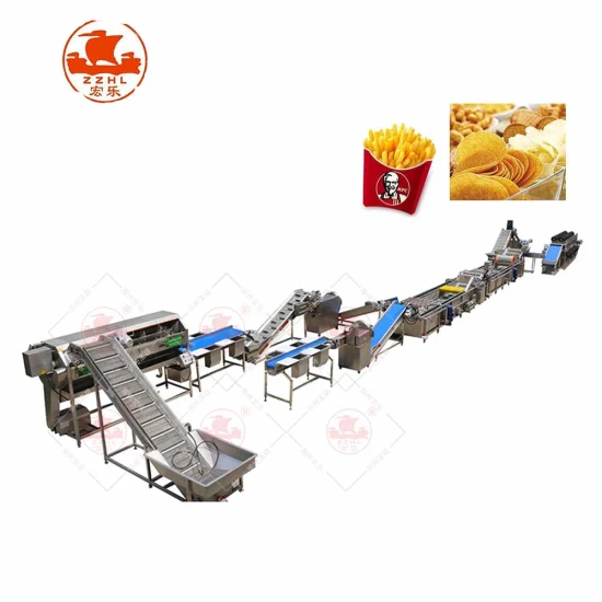 Linha de processamento de chips de batatas pequenas Produção de batatas fritas congeladas Máquina de fritar batatas fritas